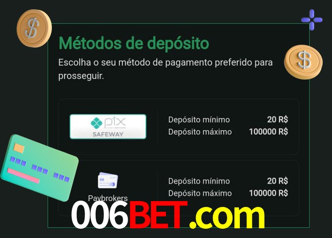 O cassino 006bet.com oferece uma grande variedade de métodos de pagamento